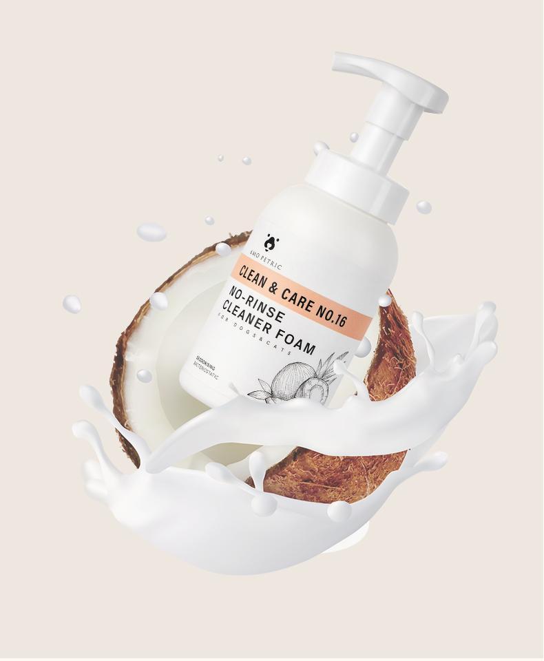 AmoPetric No-rinse Cleaner Foam with Coconut Oil for Pets